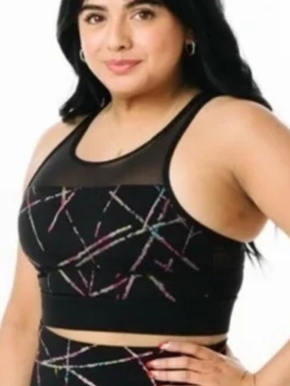 Zyia Active Black Abstract All Star Bra
